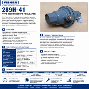 289H-41 ตัวควบคุมแรงดันย้อนกลับแบบรีลีฟ 1 นิ้ว NPT สำหรับระบบควบคุมแก๊สอุตสาหกรรมและระบบหัวเผา - Product Image 5