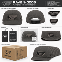 Gorra de Camper de Algodón Lavado de 5 Paneles con Parche de Cuervo, Estilo Vintage, Estilo Urbano, Unisex, Etiqueta Personalizada, Directo de Fábrica