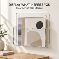 Porte-revues mural en acrylique transparent résistant aux UV, porte-documents mural transparent, taille personnalisable, organisateur de rangement pour livres