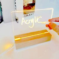 DIY 3D Led Night Light Effaçable Clear Blank Acrylique Board avec support de support en bois Base de lampe en bois Veilleuse