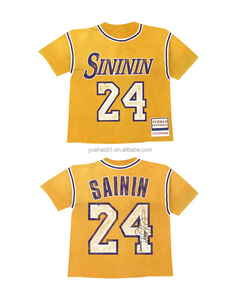 Camiseta de calle personalizada de alta calidad, Camiseta de algodón con estampado de gran tamaño Retro Vintage <span class=keywords><strong>Basket</strong></span> <span class=keywords><strong>Ball</strong></span> Soccer Football Basketball Jersey - Product Image 3