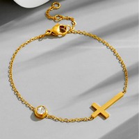 Collier en Zircon Délicat et Tendance, Bijoux Coréens Exquis, Vente en Gros, Pendentif Croix Inversée Personnalisé et Sophistiqué ALN26041579