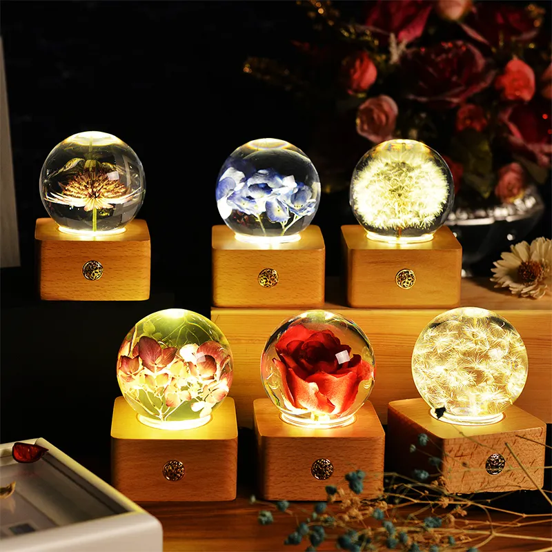 popular genius innovative trends Christmas gift ideas creative products new items of goods real flower night light gift in 2023