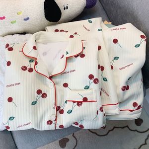<span class=keywords><strong>Abbigliamento</strong></span> da notte in cotone da <span class=keywords><strong>donna</strong></span> di alta qualità Cardigan con risvolto stampato in ciliegio invernale Casual pigiama <span class=keywords><strong>abbigliamento</strong></span> per la <span class=keywords><strong>casa</strong></span> - Product Image 4