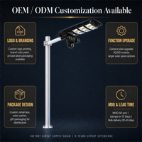 Lampu Jalan Tenaga Surya dengan Kamera CCTV 3MP WiFi 4G IP66 Panel Surya Sensor Gerak PIR Lampu Jalan LED Tenaga Surya