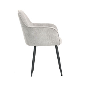 Nordic हॉट सेलिंग डाइनिंग रूम फर्नीचर आधुनिक धातु पैर उच्च पीठ वेवेट आर्म रेस्ट कपड़े डाइनिंग कुर्सियां - Product Image 4