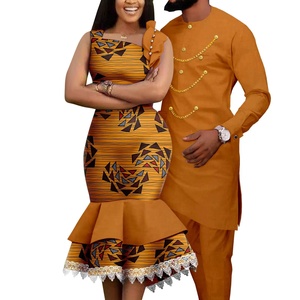 Tenues assorties pour couples Dashiki africaines, grandes tailles, chemises et pantalons pour hommes, vêtements de fête de mariage 23C039 - Product Image 3