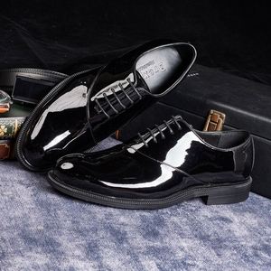 Luxurious Shiny Men's Oxford Dress <b>Shoes</b> Made Genuine Leather Simple Design Trendy Wedding Style <b>Height</b> <b>Increasing</b> Waterproof - Product Image 2