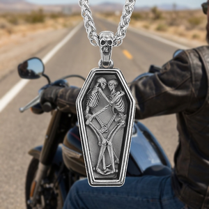 Collana da uomo in acciaio inossidabile 316L, gioielli punk, collana a forma di bara per amanti, ciondolo <span class=keywords><strong>Amore</strong></span> fino alla <span class=keywords><strong>Morte</strong></span>, all'ingrosso - Product Image 3