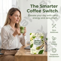 JBY OEM, Etiqueta Privada, Polvo de Matcha Latte de Vainilla, Polvo de Té de Matcha y Vainilla Instantáneo Orgánico, Lata/Tapa de Botella