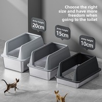 Litière pour chat grande capacité en acier inoxydable et PP, très populaire sur TikTok, avec design à rebord surélevé, facile à nettoyer, sans odeur