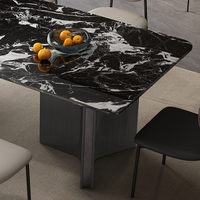 Table à manger rectangulaire en marbre noir moderne de luxe Ensemble de 4 chaises 6 places pour restaurant Salon Meubles minimalistes au design