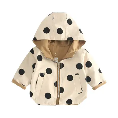 Manteau à capuche pour nouveau-né, bébé fille, automne, mignon, imprimé de points, confortable, Slim, veste chaude, collection 2020