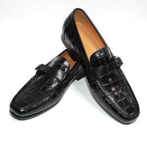 Mocassini da uomo di alta qualità viola e nero scarpe da sera con fibbia in metallo cucite a mano per l'autunno - Product Image 6