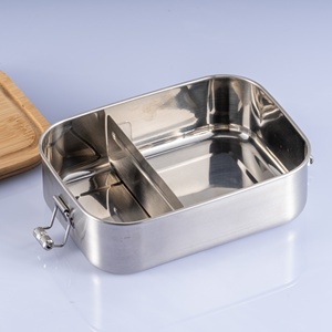 Thép không gỉ Hộp bánh sandwich lớn nhựa Miễn phí bữa ăn chuẩn bị Hộp Ăn Trưa thực phẩm container Bento <span class=keywords><strong>Box</strong></span> với nắp tre - Product Image 5