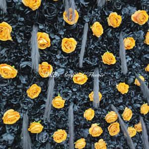 DKB - Muro de Flores Artificiales de Seda Negra y Amarilla de 8 pies x 8 pies con Tacto Real, con Cremallera para Colgar, Decoración de Boda, Forma Personalizada - Product Image 3
