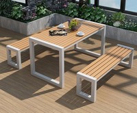 Ensemble table et chaises d'extérieur en fer pour cour, parc, balcon, restaurant décontracté, longue table à thé avec protection solaire, en métal