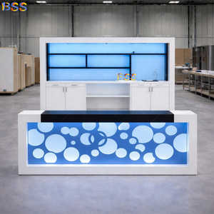 Diseño de Barra Comercial Personalizada para Restaurante de Lujo, Barra de Servicio de Alta Calidad en Piedra Acrílica para Cafetería Deportiva y Billar - Product Image 2