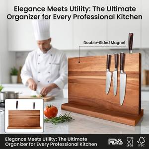 Portacoltelli Magnetico Avant-Garde in Legno di Acacia, Doppio Lato, Estetica Eco-Zen, 7 Pezzi, Personalizzabile, Stile Nordico per Cucina - Product Image 2