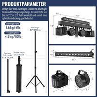Système d'éclairage DJ LED professionnel PKnight 5-en-1 à intensité variable, DMX512, télécommande IR, panneau de contrôle, indice de protection IP65, lumières de scène RGBW/UV