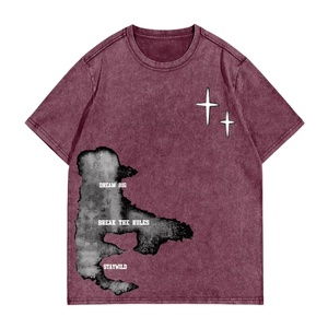 T-shirt Homme Anti-rétrécissement en Coton Lourd Tricoté avec Motif 3D, Épaules Tombantes, 100% Coton, Lavage Vintage, Séchage Rapide, Commande en Gros - Product Image 1