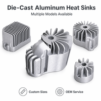 Dissipateur thermique en aluminium moulé sous pression avec ailettes radiales pour module d'alimentation LED, contrôleur de moteur, OEM personnalisé