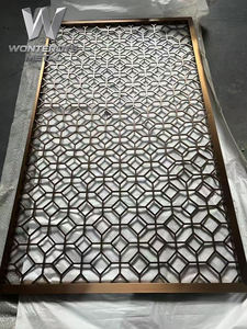 Cloison <span class=keywords><strong>de</strong></span> séparation murale au design moderne personnalisé, en acier inoxydable découpé au laser, finition PVD, pour bureau, <span class=keywords><strong>salon</strong></span>, galerie, club, <span class=keywords><strong>salon</strong></span> <span class=keywords><strong>de</strong></span> beauté - Product Image 5
