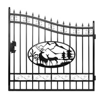 Clôture en fer forgé en gros, clôture de jardin décorative en métal, panneaux de clôture en fer thermolaqué sur mesure, résistants à la rouille, pour extérieur