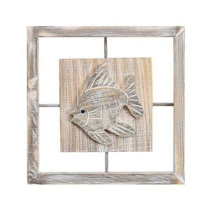 Decoración de Pared en Relieve 3D Estilo Mediterráneo, Marcos Cuadrados de Madera, Tema Oceánico, Arte para Sala de Estar o Bar - Product Image 4