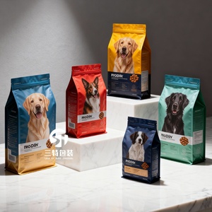 บรรจุภัณฑ์อาหารสัตว์เลี้ยงแบบซิปล็อค ก้นแบน ทรงสี่เหลี่ยม ผลิตตามสั่งจากโรงงาน ขนาด 1 กก. ถึง 10 กก. วัสดุ PE เกรดอาหาร - Product Image 2