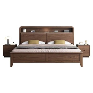 Black Walnut Solid Wood <b>Bed</b> 1.8M Platform Storage <b>Bed</b> Modern Minimalist Double <b>Bed</b> For Master Bedroom - Product Image 5
