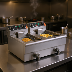 Freidora eléctrica comercial Vevor de 3000W con doble tanque de acero inoxidable para uso en restaurantes - Product Image 2