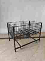Table promotionnelle personnalisable de haute qualité avec revêtement en poudre noire, chariot de présentation en fil métallique antirouille avec roulettes