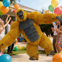 Costume gonflable King Kong coloré, mascotte de parade, personnage adulte, cosplay animal, anniversaire, fête d'Halloween, événement, ensemble en peluche