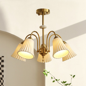 Lampadario da soggiorno in ceramica semplice e moderno in stile Art Déco medievale, letto francese retrò americano, lampade da pranzo e da studio - Product Image 2