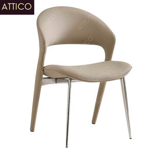 เก้าอี้รับประทานอาหารทำจากโลหะสีเบจหนัง PU เก้าอี้รับประทานอาหารร้านอาหารร้านกาแฟห้องนั่งเล่นดีไซน์ใหม่ - Product Image 1