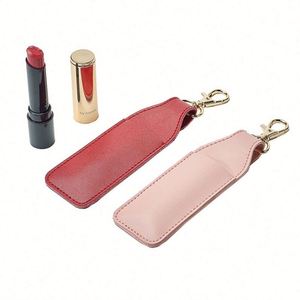 HOT Selling PU Leather <b>Lipstick</b> <b>Case</b> with Keychain Single <b>Lipstick</b> Storage Pouch for Makeup Organization - Product Image 5