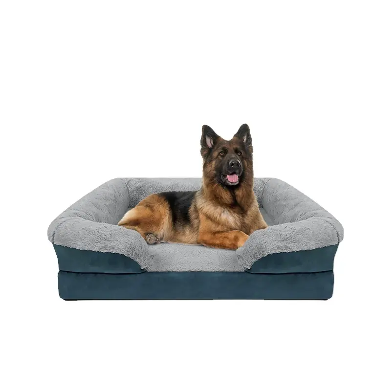 Замшевая губчатая кровать для домашних животных на заказ, кровать для больших собак, моющийся диван с эффектом памяти, кровать для собак, водонепроницаемая термоподушка, дышащая подушка