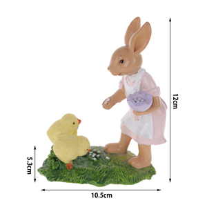 पार्टी के सुरुचिपूर्ण ईस्टर अंडे के साथ हाथ से चित्रित रेसिन बनी मूर्तियों के लिए वसंत की सजावट - Product Image 4