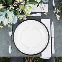 Assiette de présentation en acrylique transparente noire de 13 pouces pour mariage, fête, assiettes de présentation en plastique lourdes pour le dîner