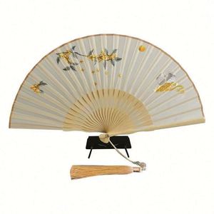 Wholesale 23cm Traditional Classic Bamboo Hand Fan Custom Printed Logo Folding Wedding Crafted Angel Hand Held Carved for - Product Image 1