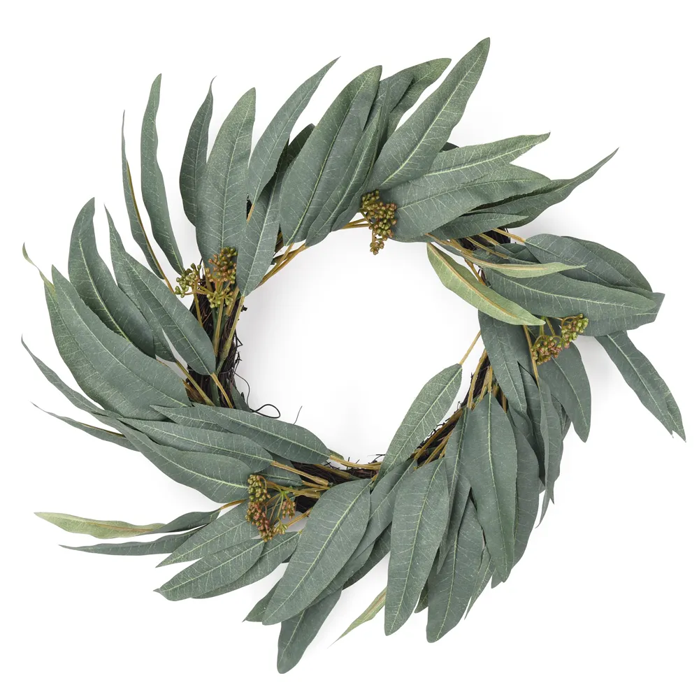 Spring indoor outdoor front door decor olive leaves fake decorative wreath swags supplies wholesale