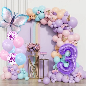 Set di palloncini in lattice di 11 pezzi con lamina di farfalla viola per bambine <span class=keywords><strong>2</strong></span> ° 1 ° numero palloncini in lamina per <span class=keywords><strong>buon</strong></span> <span class=keywords><strong>compleanno</strong></span> decorazioni - Product Image 5