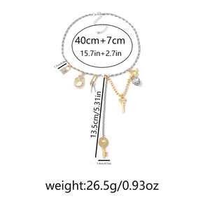 Kaimei 2026 joyería de moda de lujo Simple aleación Keylock colgante geométrico collar Casual accesorios mujeres llave collares largos - Product Image 6