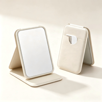 Miroir de poche pliable en PU avec peigne, miroir compact de voyage portable, miroir de maquillage personnalisé avec logo, miroir de bureau pour femmes