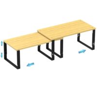 Étagère de rangement extensible pour armoire de cuisine, lot de 2, étagère à épices empilable pour comptoir avec plateau en bois carbonisé, convient aux armoires de 30 à 60 cm