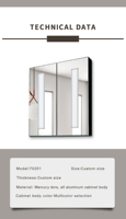 Miroir mural moderne pour salle de bain d'hôtel avec lumière LED à capteur, lentille à effet mercure, installation facile, blanc chaud/naturel