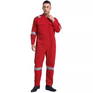 Overol de Trabajo Reflectante Rojo para Hombre, Uniforme Industrial de Algodón con Franjas de Seguridad - Product Image 4