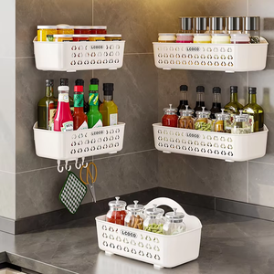 Support mural de rangement en plastique pour cuisine, organisateur d'épices et d'assaisonnements, avec égouttoir, pour usage domestique, vente en gros - Product Image 6