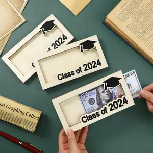 2024 nouveauté remise des diplômes saison fête fournitures porte-monnaie pour remise des diplômes saison portefeuille personnalisé cadeau en bois